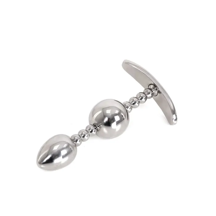 Anal | Kiotos Steel - Anaal Plug Met Twee Ronde Ballen En Rood siersteentje. - Kiotos