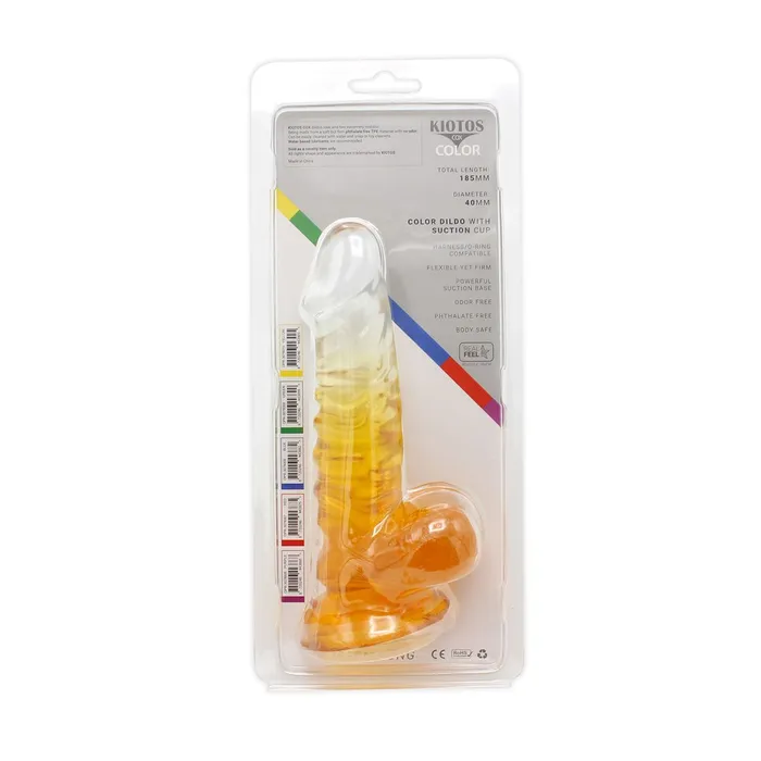 Dildos | Kiotos Cox Color - Gekleurde Dildo 02 - 18,5 x 4 cm - Transparant/Geel - Kiotos COX