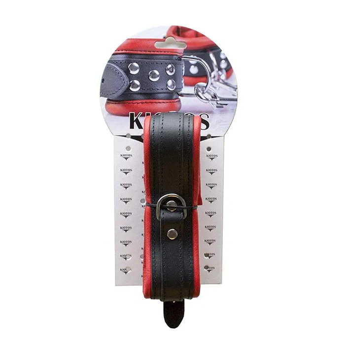 Kiotos Restraints | Kiotos Leather - Leren Collar 5 cm Gevoerd - Zwart/Rood
