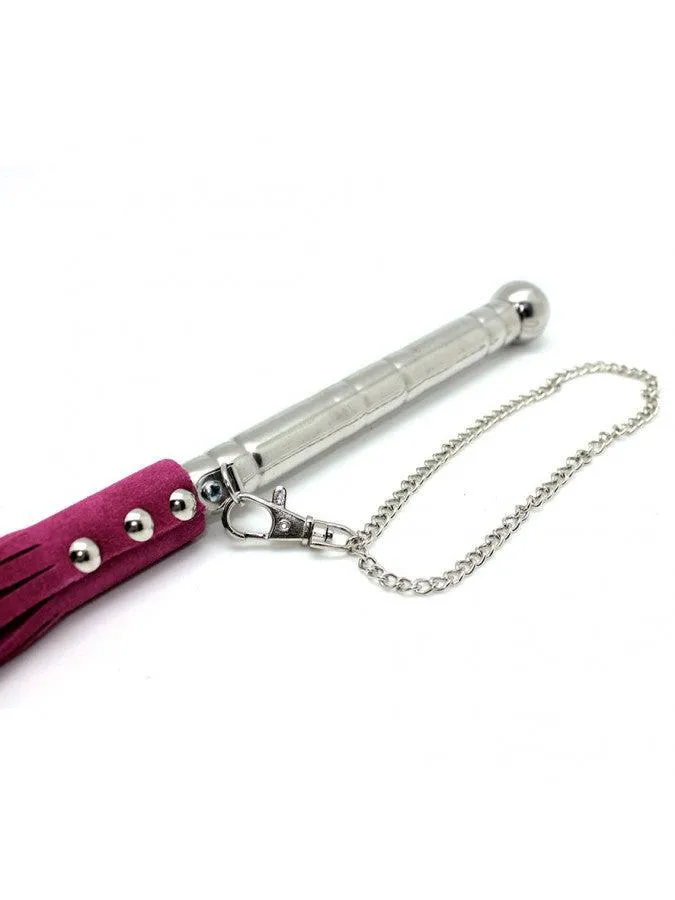 Rimba Bondage Play - Leren Zweep (Flogger) Met Metalen Handvat - Roze | Rimba Bondage Play Couples Rimba Bondage Play - Leren Zweep (Flogger) Met Metalen Handvat - Roze | Rimba Bondage Play Couples