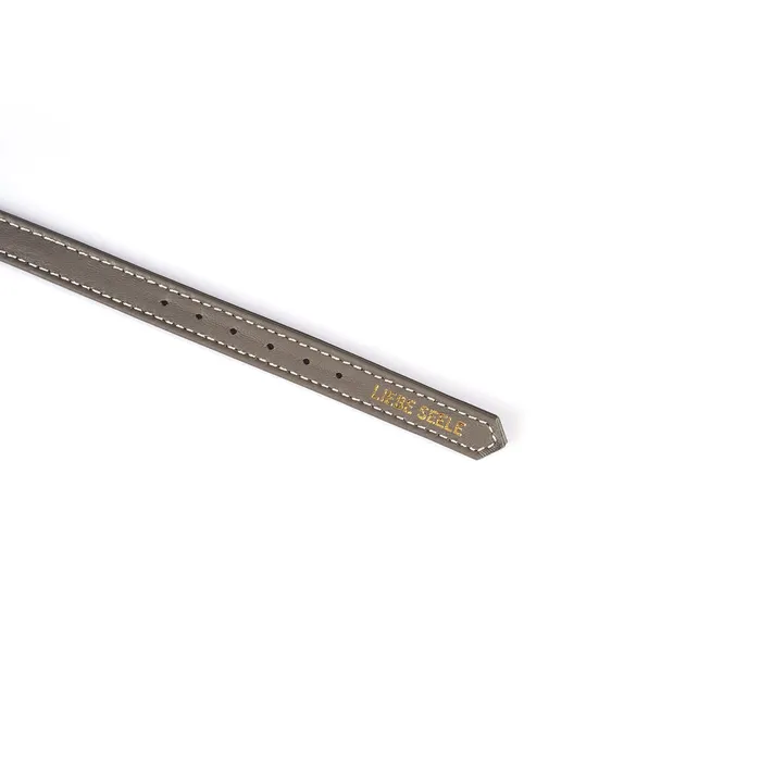 Vibrators | Liebe Seele - Smalle Collar Met Gouden Letters - Slut - Italiaans Kwaliteitsleder - Grijs - Liebe Seele