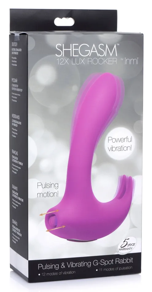 12x Lux Rocker Pulsing and Vibrating G-Spot Rabbit Vibrator - Pink | XR Brands Vibrators