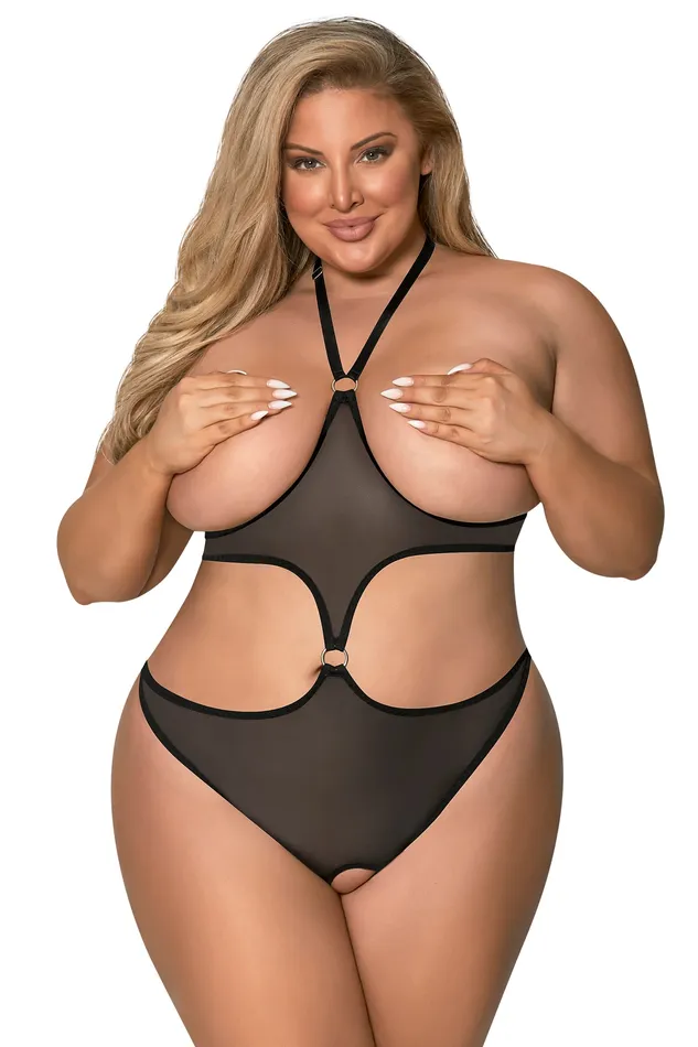 Anal | Sassy Cupless & Crotchless Teddy Black - Magic Silk Lingerie