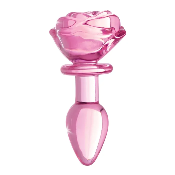Anal Xr Brands Booty Sparks Pink Rose Glass Anal Plug Small