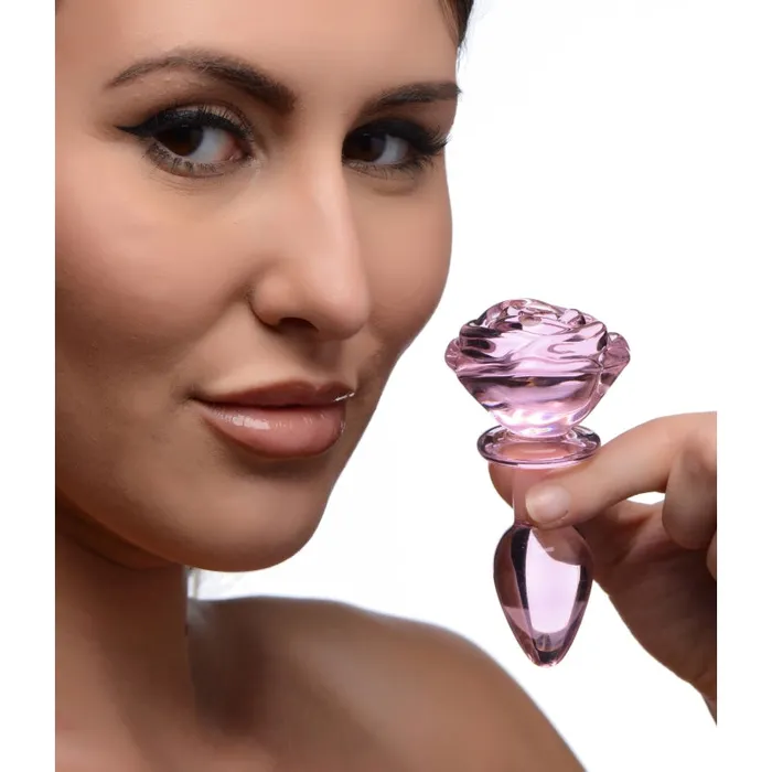 Anal | Xr Brands Booty Sparks Pink Rose Glass Anal Plug - Small Anal | Xr Brands Booty Sparks Pink Rose Glass Anal Plug - Small