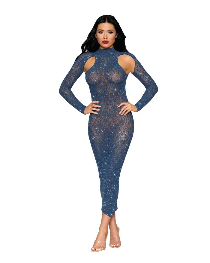 Bodystockings Playsuits Dreamgirl Bodystocking Gown Dmnd One Size Navy