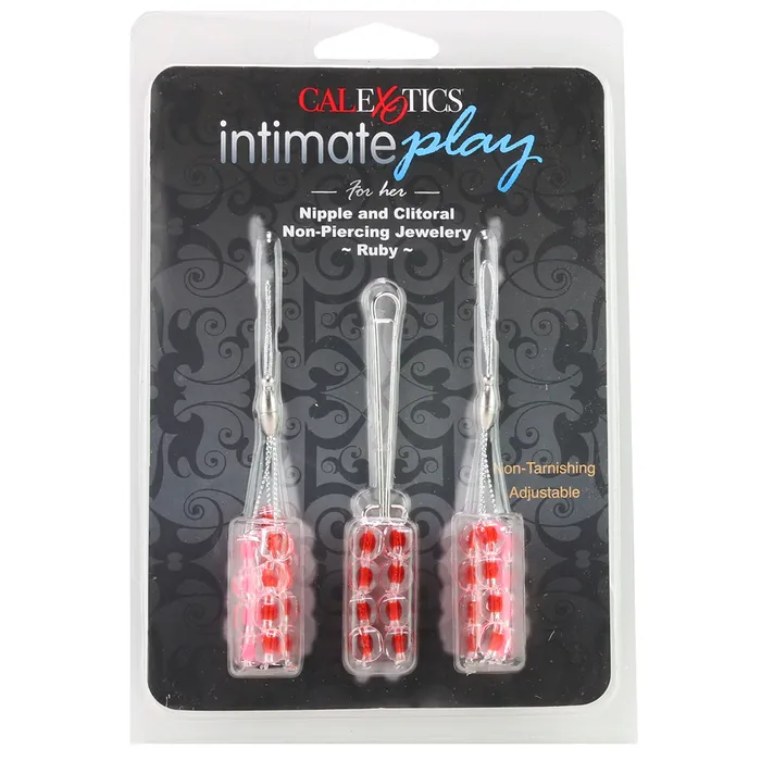 Calexotics Female Sex Toys Nipple and Clitoral Non Piercing Body Jewelry in Ruby Calexotics Female Sex Toys Nipple and Clitoral Non Piercing Body Jewelry in Ruby