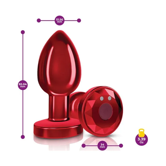 Cheeky Charms Anal | Cheeky Charms Red Rechargeable Vibrating Metal Butt Plug w Remote Medium