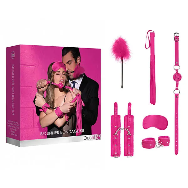 Couples Shots Toys Ouch Beginners Bondage Kit Pink 5 Piece Set