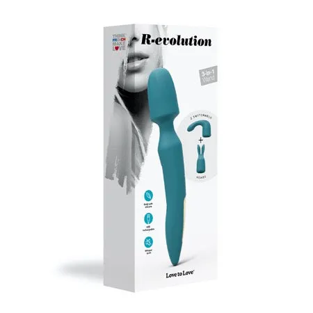 Lovely Planet USA Vibrators Love to Love Revolution Rechargeable 3in1 Wand Vibrator Blue Lovely Planet USA Vibrators Love to Love Revolution Rechargeable 3in1 Wand Vibrator Blue