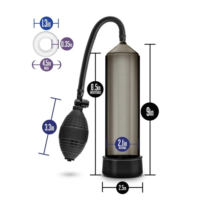 Male Sex Toys | Eden Eden Professional-Grade 8.5 Inch Vacuum Erection System Penis Pump for Enhanced Performance - Black
