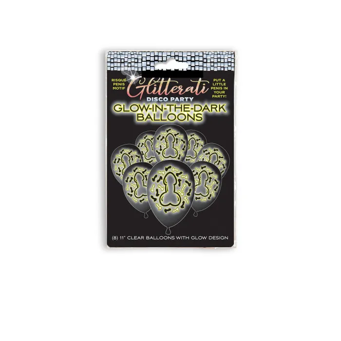 Male Sex Toys Glitterati Disco Penis Glow Balloons Little Genie