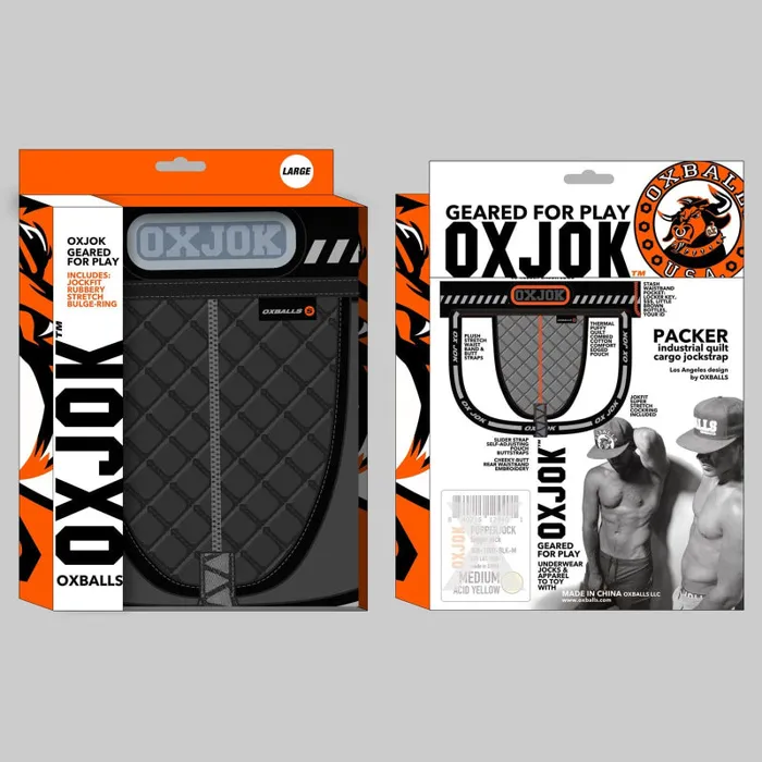 Oxjok Anal Packer Industrial Quilted Cargo Strapjock Black Puff Small