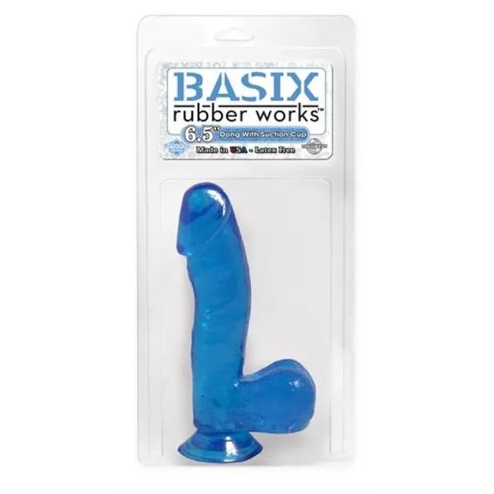 Pipedream Dildos Basix Rubber Works 65 Inch Dong With Suction Cup Blue