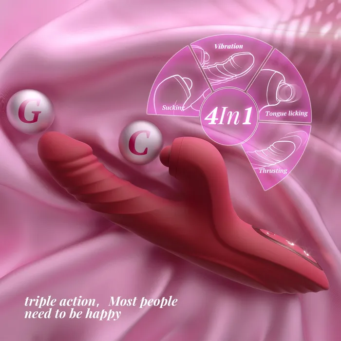 Playfulsextoy Female Sex Toys | Pam - 4 in 1 G Spot Thrusting & Sucking Vibrator Clitoral Stimulator