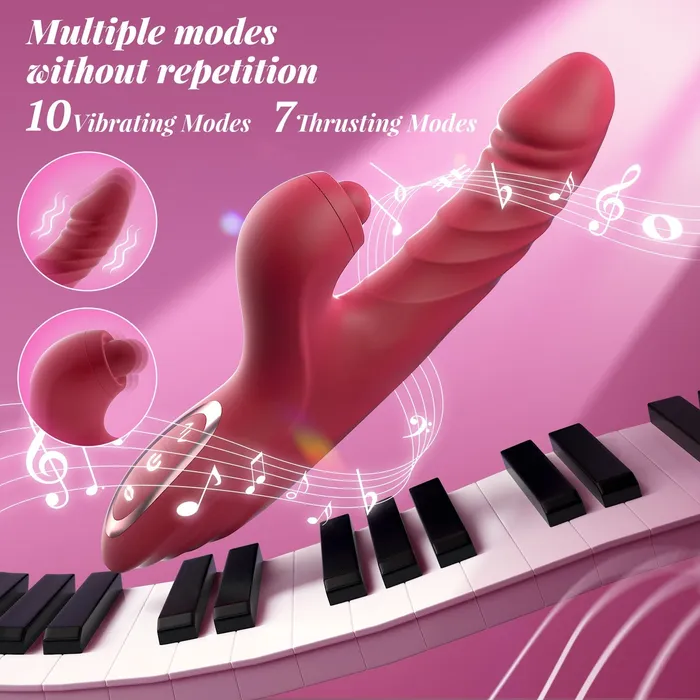 Playfulsextoy Female Sex Toys | Pam - 4 in 1 G Spot Thrusting & Sucking Vibrator Clitoral Stimulator