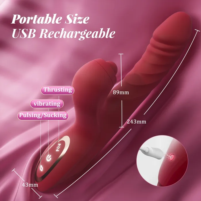 Playfulsextoy Female Sex Toys | Pam - 4 in 1 G Spot Thrusting & Sucking Vibrator Clitoral Stimulator