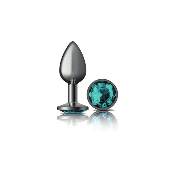 Viben Anal | Cheeky Charms - Gunmetal Metal Butt Plug - Round - Teal - Small Viben Anal | Cheeky Charms - Gunmetal Metal Butt Plug - Round - Teal - Small