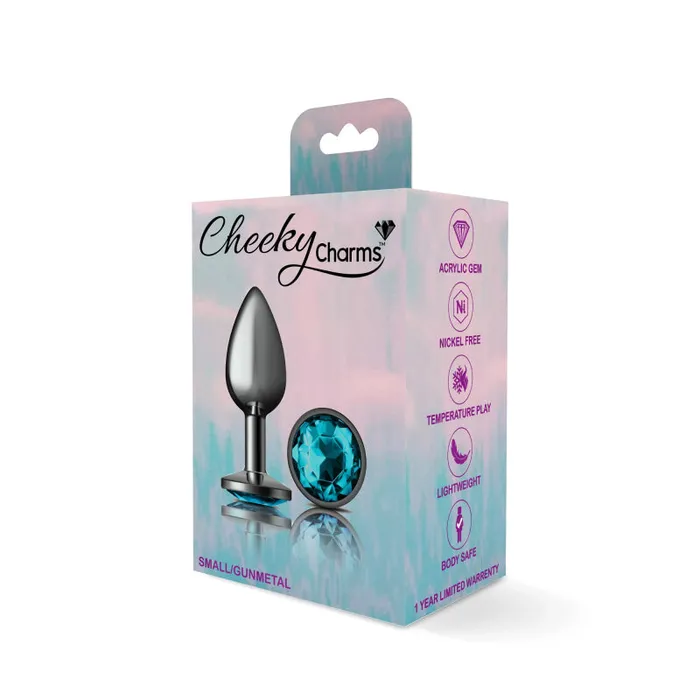 Viben Anal | Cheeky Charms - Gunmetal Metal Butt Plug - Round - Teal - Small Viben Anal | Cheeky Charms - Gunmetal Metal Butt Plug - Round - Teal - Small