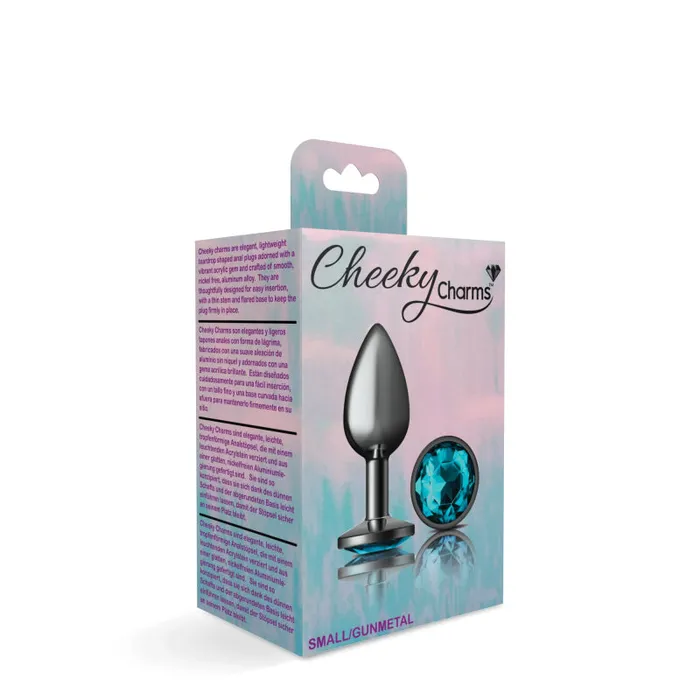 Viben Anal | Cheeky Charms - Gunmetal Metal Butt Plug - Round - Teal - Small Viben Anal | Cheeky Charms - Gunmetal Metal Butt Plug - Round - Teal - Small