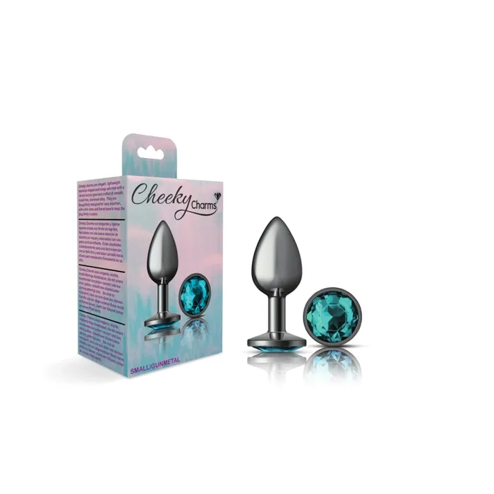Viben Anal | Cheeky Charms - Gunmetal Metal Butt Plug - Round - Teal - Small Viben Anal | Cheeky Charms - Gunmetal Metal Butt Plug - Round - Teal - Small