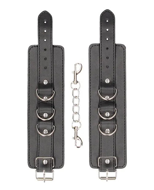 Anal Shots America LLC Shots Ouch Black White Bonded Leather HandAnkle Cuffs Black