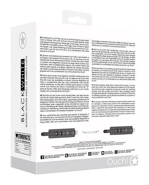 Anal Shots America LLC Shots Ouch Black White Bonded Leather HandAnkle Cuffs Black