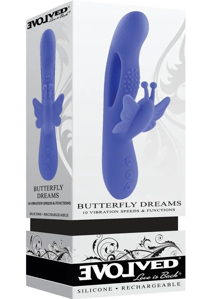 Butterfly Dreams Rechargeable Silicone Dual Stimulating Vibrator Evolved Female Sex Toys