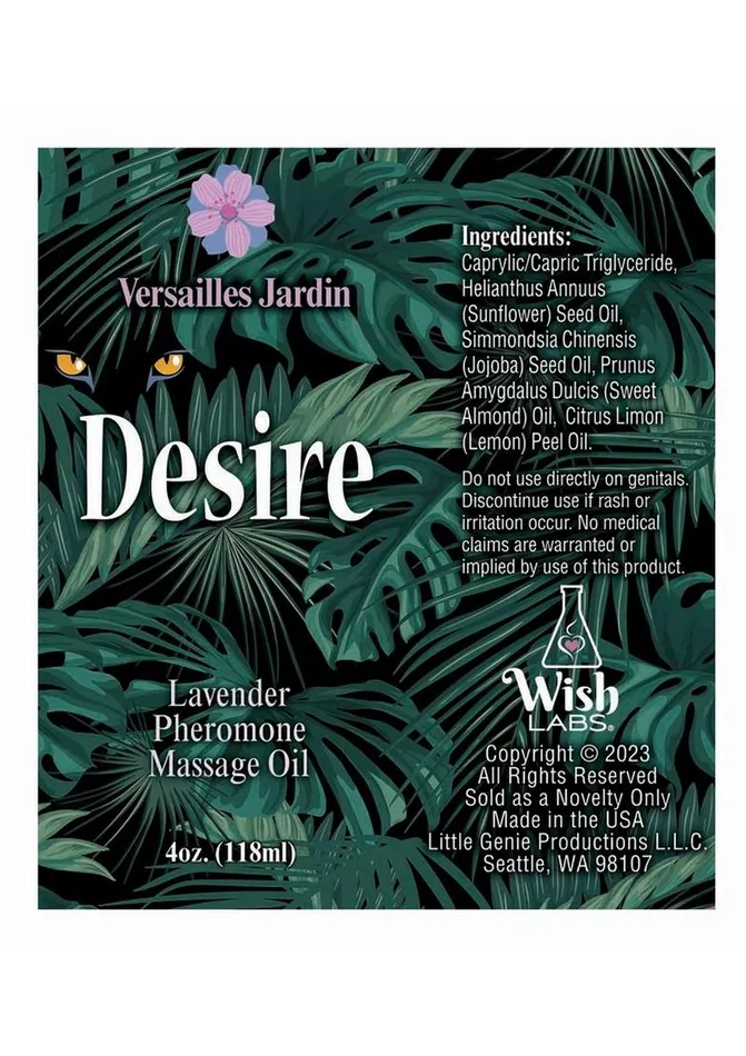 Desire by Little Genie Couples Desire Pheromone Massage Oil 4oz Lavender