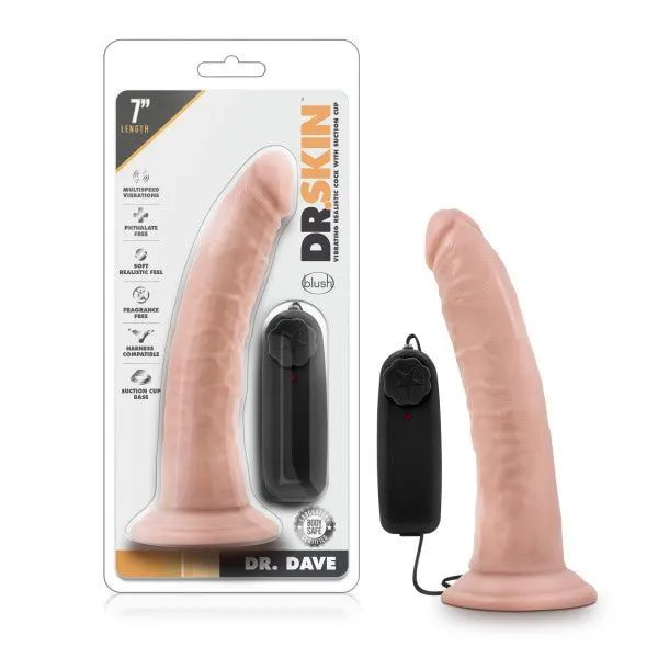 Dildos Dr Skin Dr Dave Flesh 178 cm 7 Vibrating Dong Blush Novelties