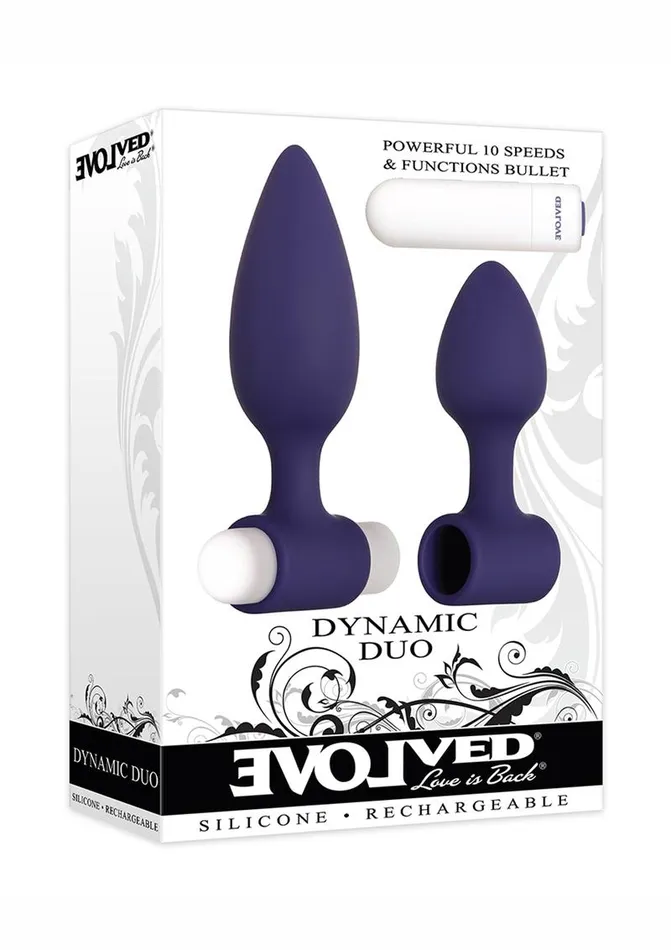 Dynamic Duo Rechargeable Silicone Vibrating Butt Plug Evolved Anal