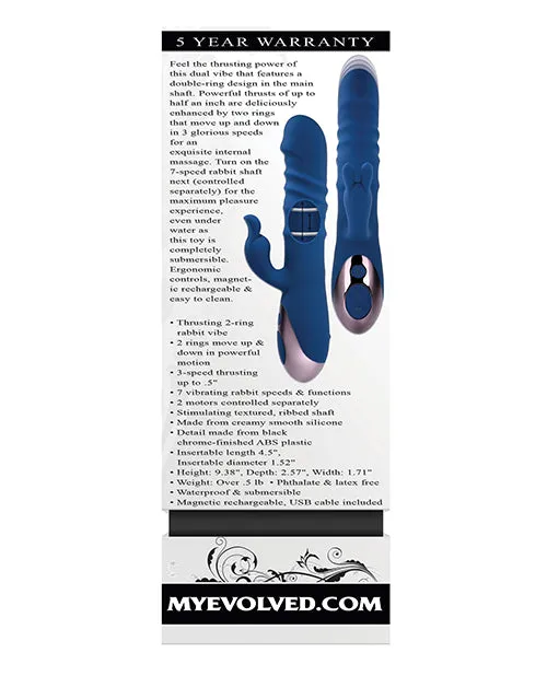 Evolved Novelties INC Evolved The Ringer Rechargeable Thrusting Rabbit Blue Vibrators