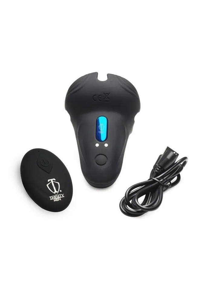 Male Sex Toys Trinity Men 10x Silicone Cock and Ball Ring with Taint Stim and Remote Control Trinity Men