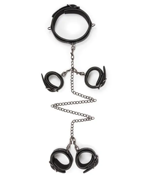Onedc Couples Easy Toys Fetish Set wCollar Ankle Wrist Cuffs Black