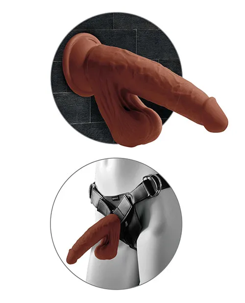 Pipedream Products Dildos King Cock Plus 8 Triple Density Cock with Swinging Balls Brown