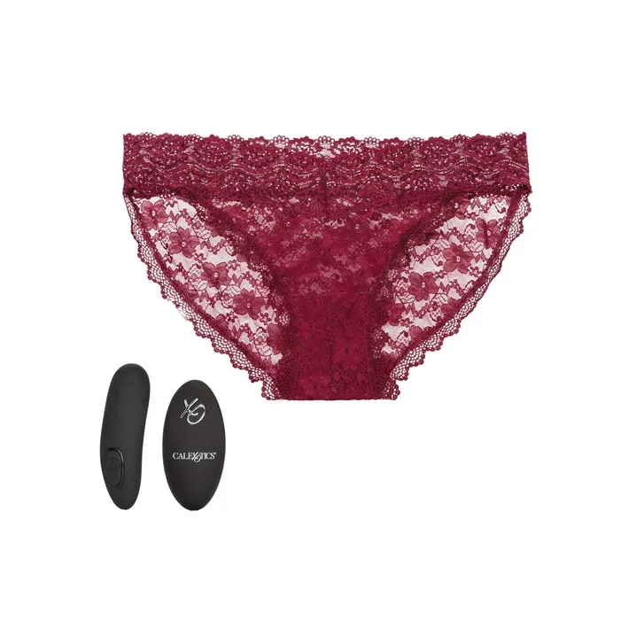 Remote Control Lace Panty Set L XL Burgundy CalExotics Female Sex Toys