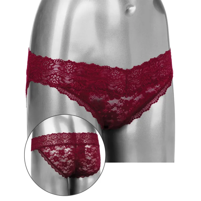 Remote Control Lace Panty Set L XL Burgundy CalExotics Female Sex Toys