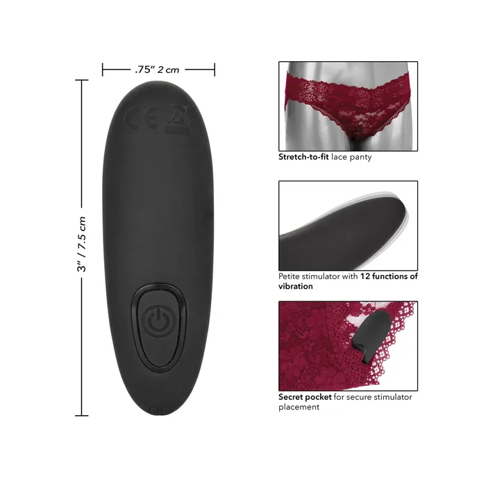 Remote Control Lace Panty Set L XL Burgundy CalExotics Female Sex Toys