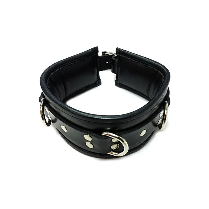 Rouge Leather 3 DRing Padded Collar Rouge Male Sex Toys
