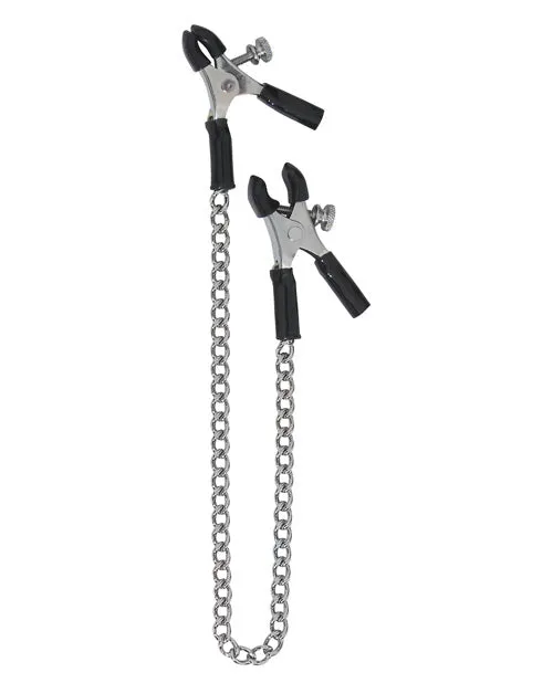 Spartacus Adjustable Micro Plier Nipple Clamps wLink Chain Spartacus Female Sex Toys