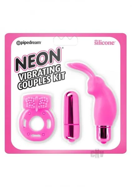 Vibrators Pipedream Neon Vibrating Couples Kit Pink