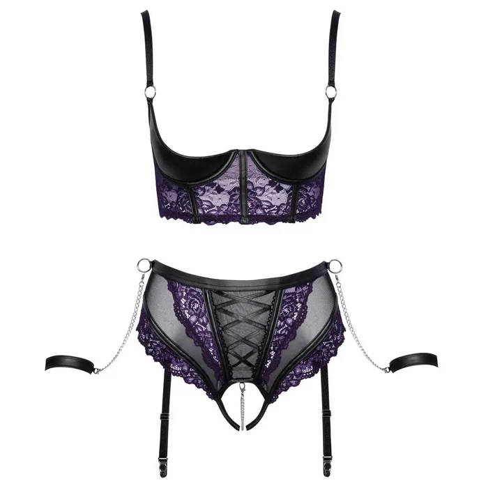 Cottelli Bondage Quarter Cup Bra With Suspender Briefs And Cuffs Cottelli Lingerie Couples Cottelli Bondage Quarter Cup Bra With Suspender Briefs And Cuffs Cottelli Lingerie Couples