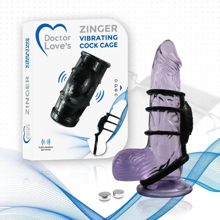 Doctor Love Doctor Love Zinger Vibrating Cock Cage Black Male Sex Toys
