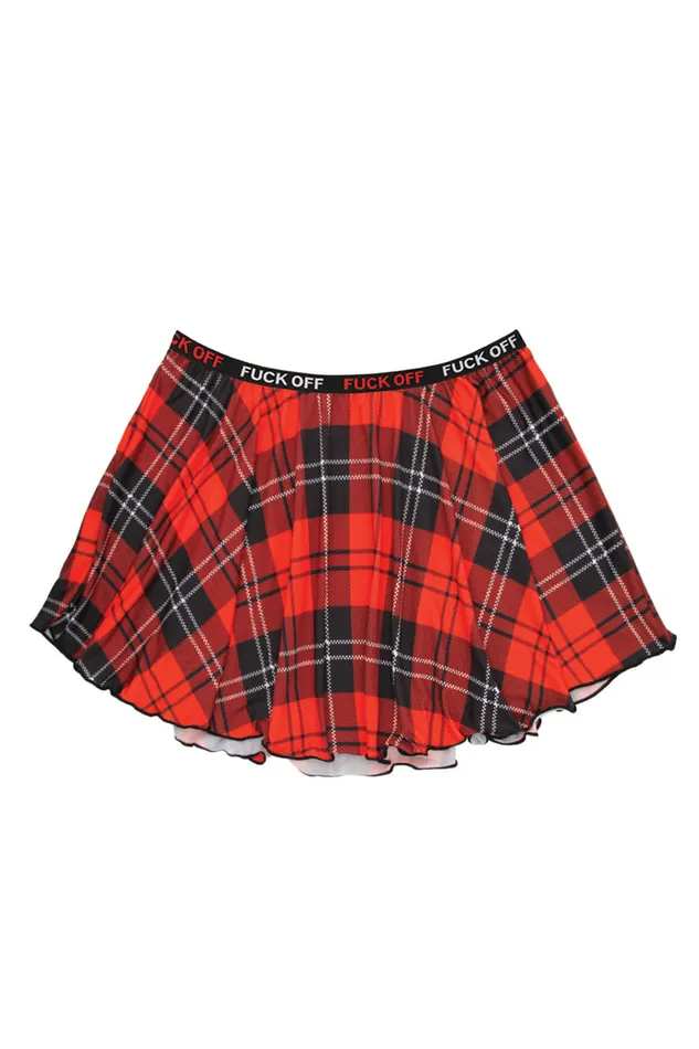 FCk Off Plaid Skirt Red Plaid Sm Fantasy Lingerie Vibrators