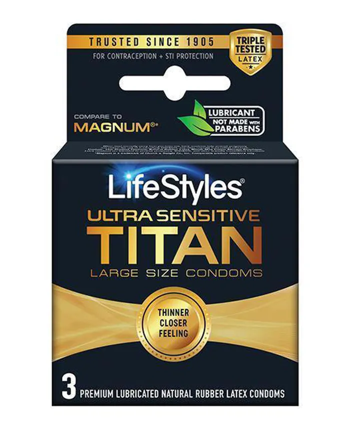 Lifestyles Ultra Sensitive Titan Large 3 Pack Lifestyle Condoms Male Sex Toys Lifestyles Ultra Sensitive Titan Large 3 Pack Lifestyle Condoms Male Sex Toys