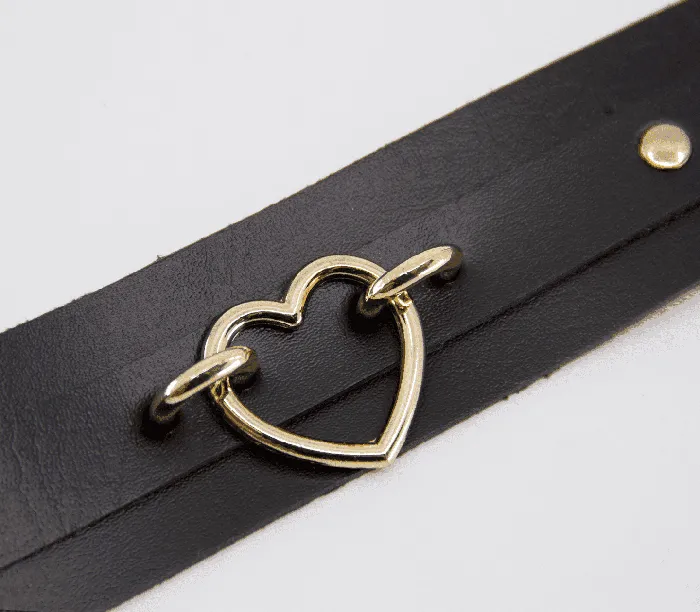 LOVE IN LEATHER Vibrators Love in Leather Gold Heart Collar