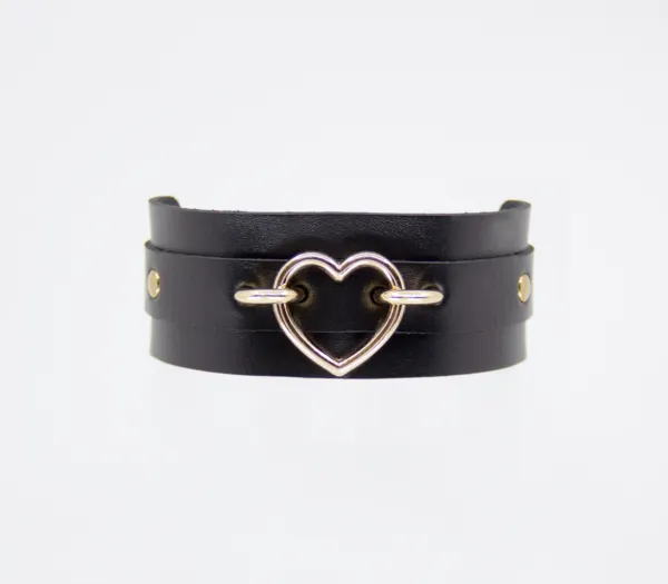 LOVE IN LEATHER Vibrators Love in Leather Gold Heart Collar