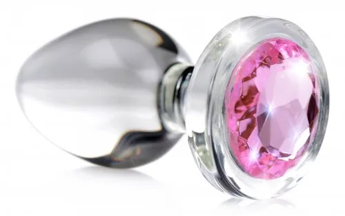 Pink Gem Glass Anal Plug Large XR Brands Booty Sparks Male Sex Toys