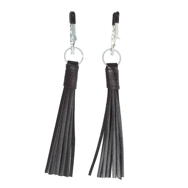 Rimba Nipple Clamps With Black Leather Tassels Restraints