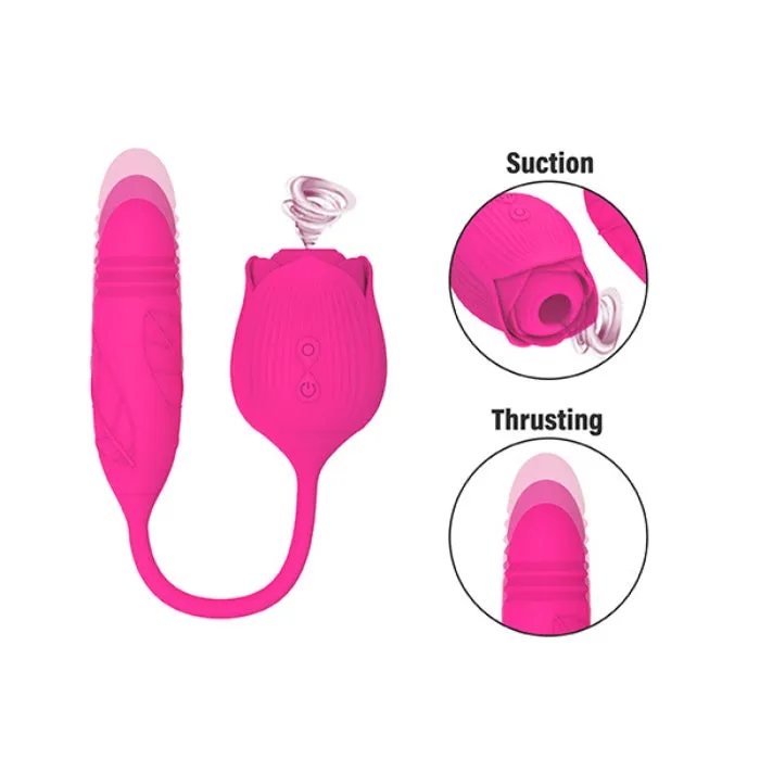 RMT Rose Clitoral Sucker with Thrusting Mini Bullet Female Sex Toys
